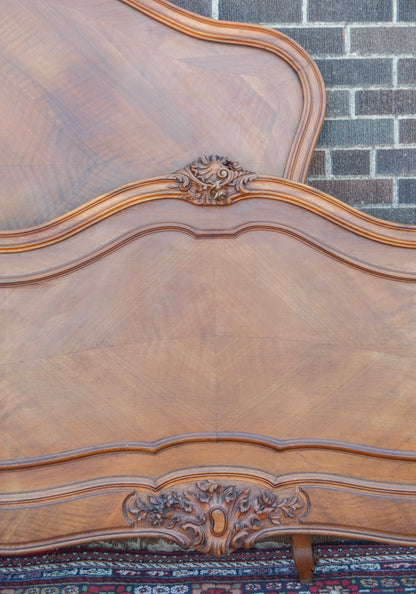 Louis XV Style Well Carved Flourish Crowned Bed