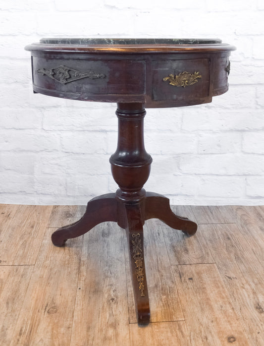 Mahogany Marble Top Ormolu Trimmed Salon Table
