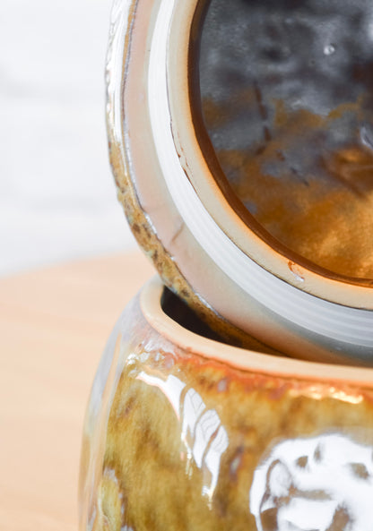 Reactive Glaze Stoneware Acorn Canister Collection