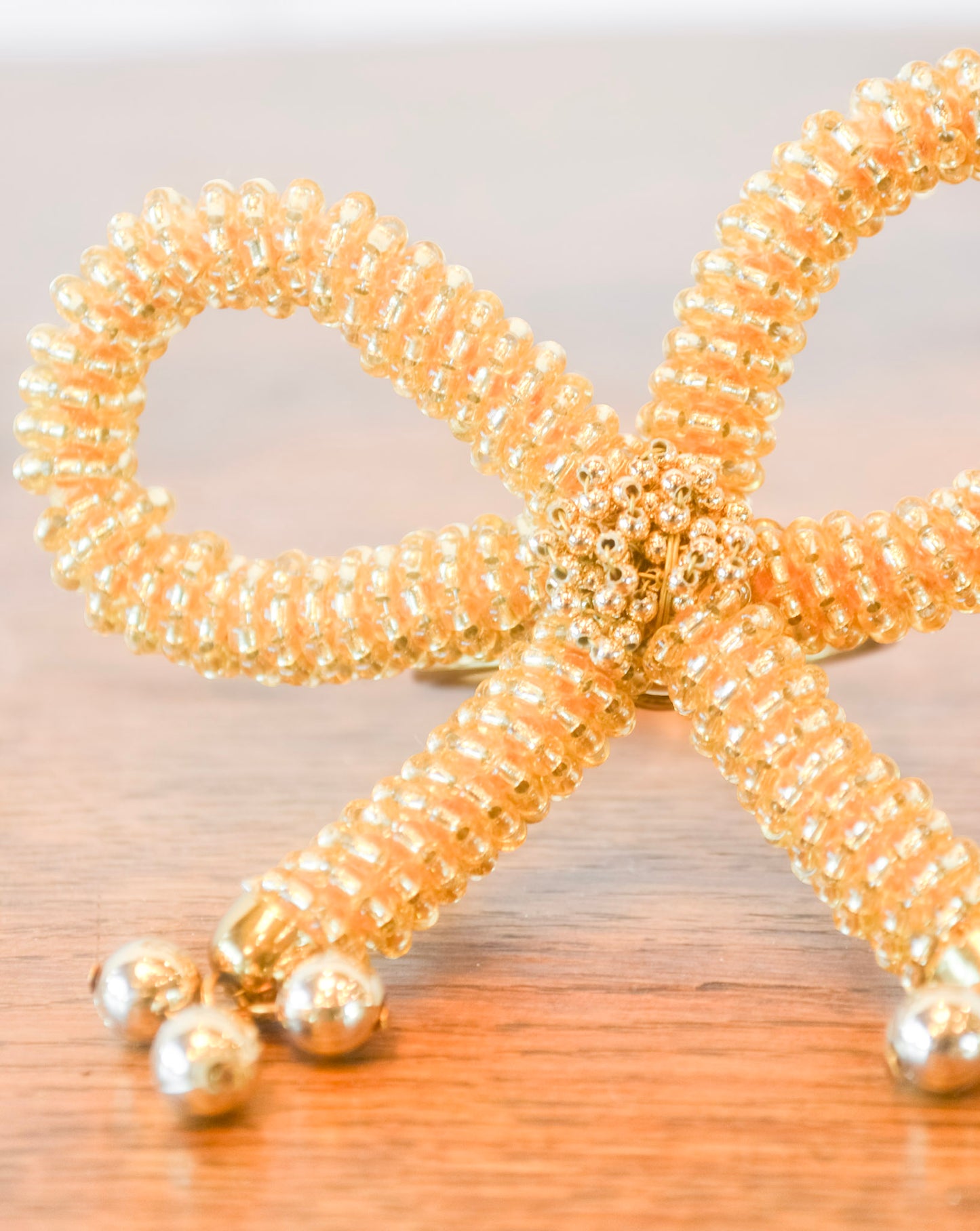Beaded Metal Bow Napkin Rings