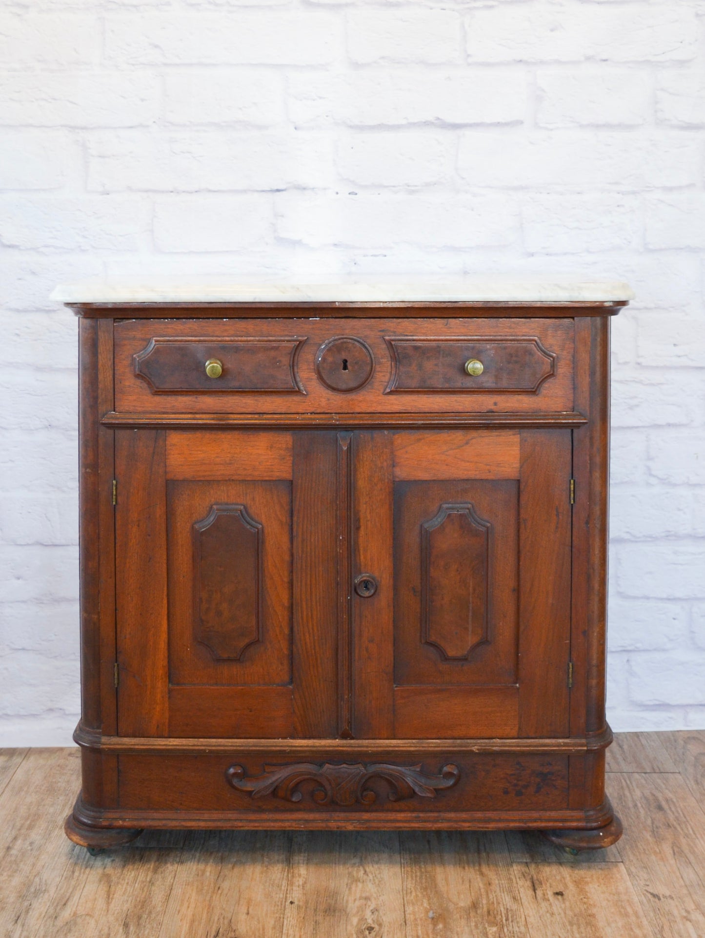 Victorian Marble Top Walnut Washstand
