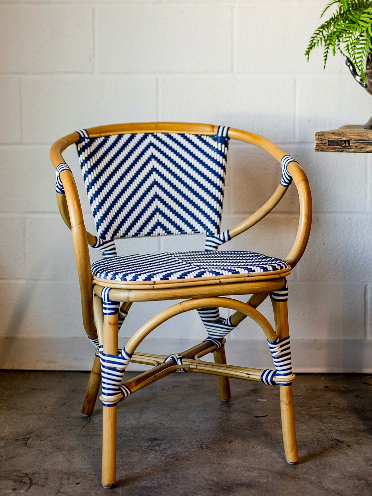 Blue & White Woven Cafe Chair