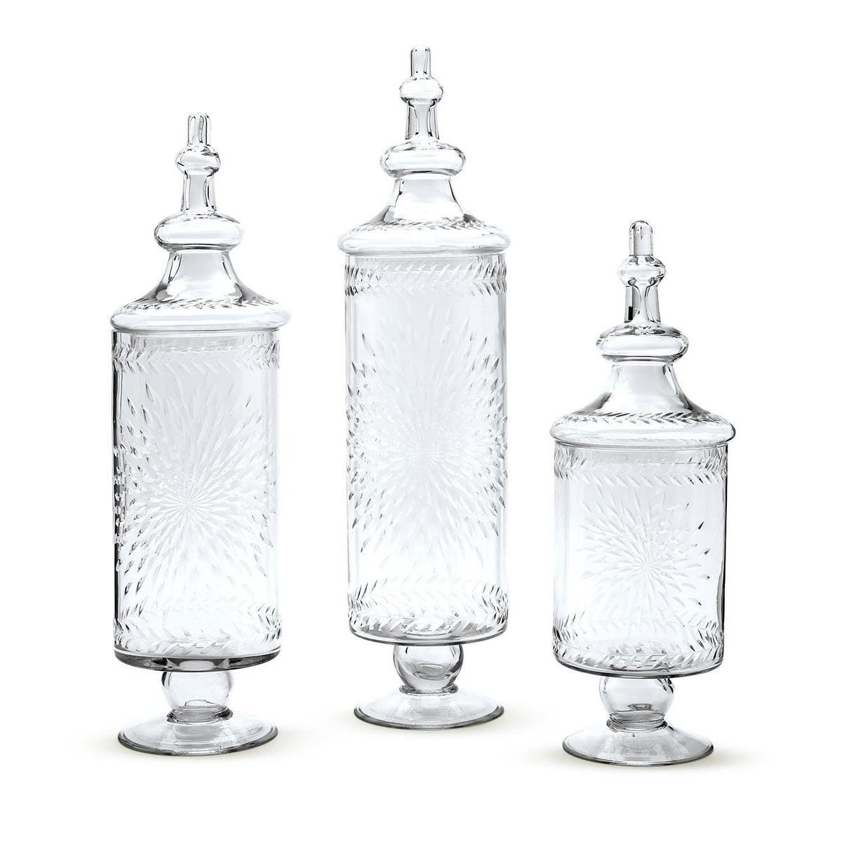 Hand-Etched Glass Apothecary Jar