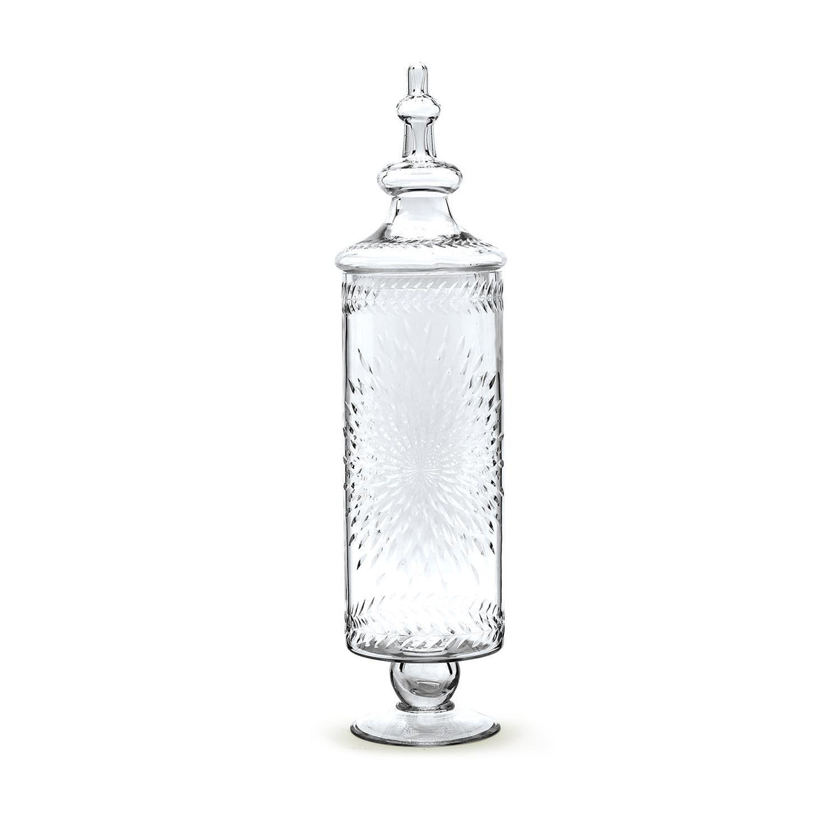 Hand-Etched Glass Apothecary Jar