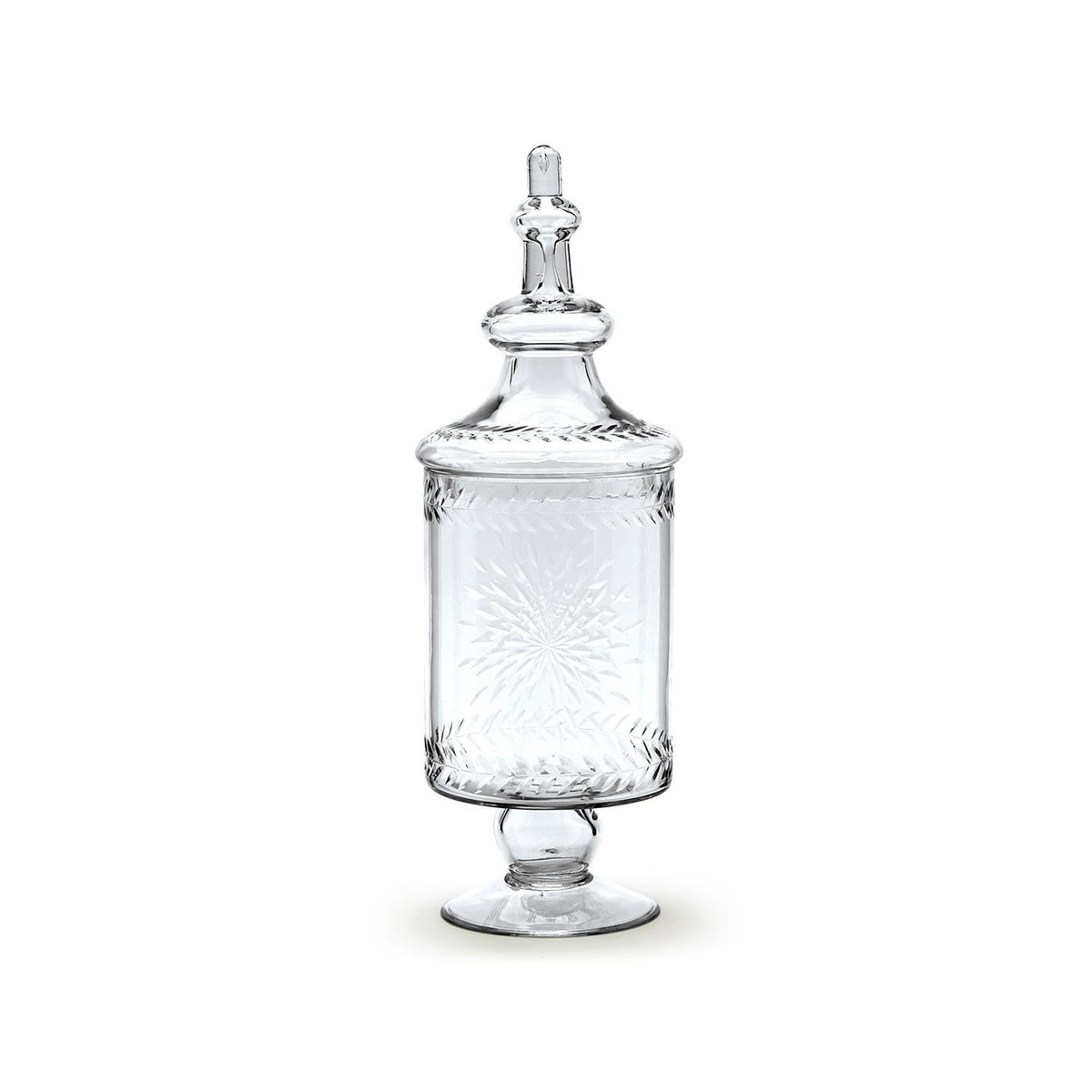 Hand-Etched Glass Apothecary Jar