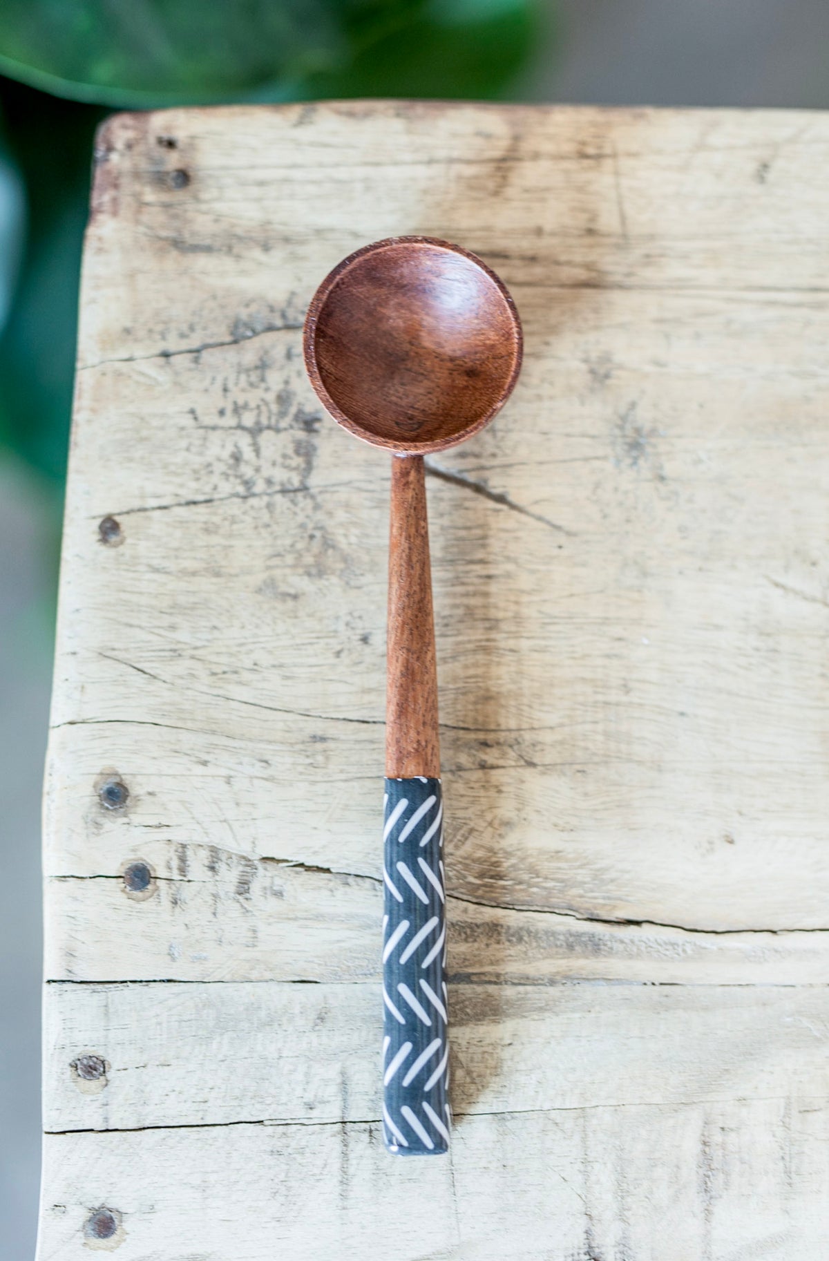 Enamel & Wood Serving Spoon