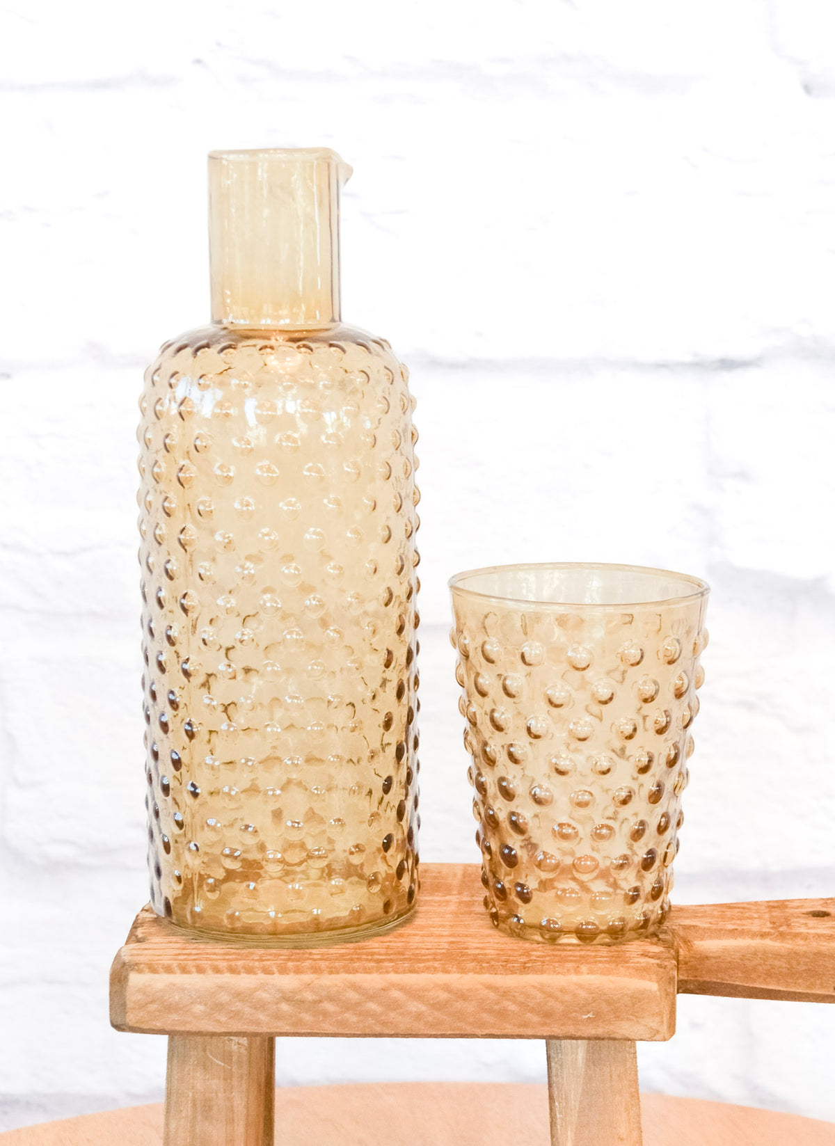Hobnail Glass Carafe w/ Tumbler