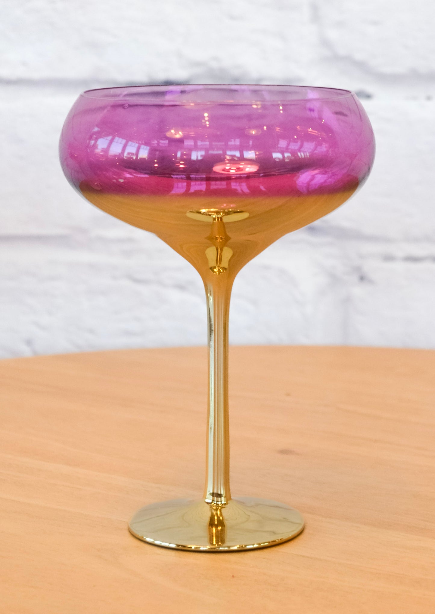Colorful Glass Gilded Stem Coupe