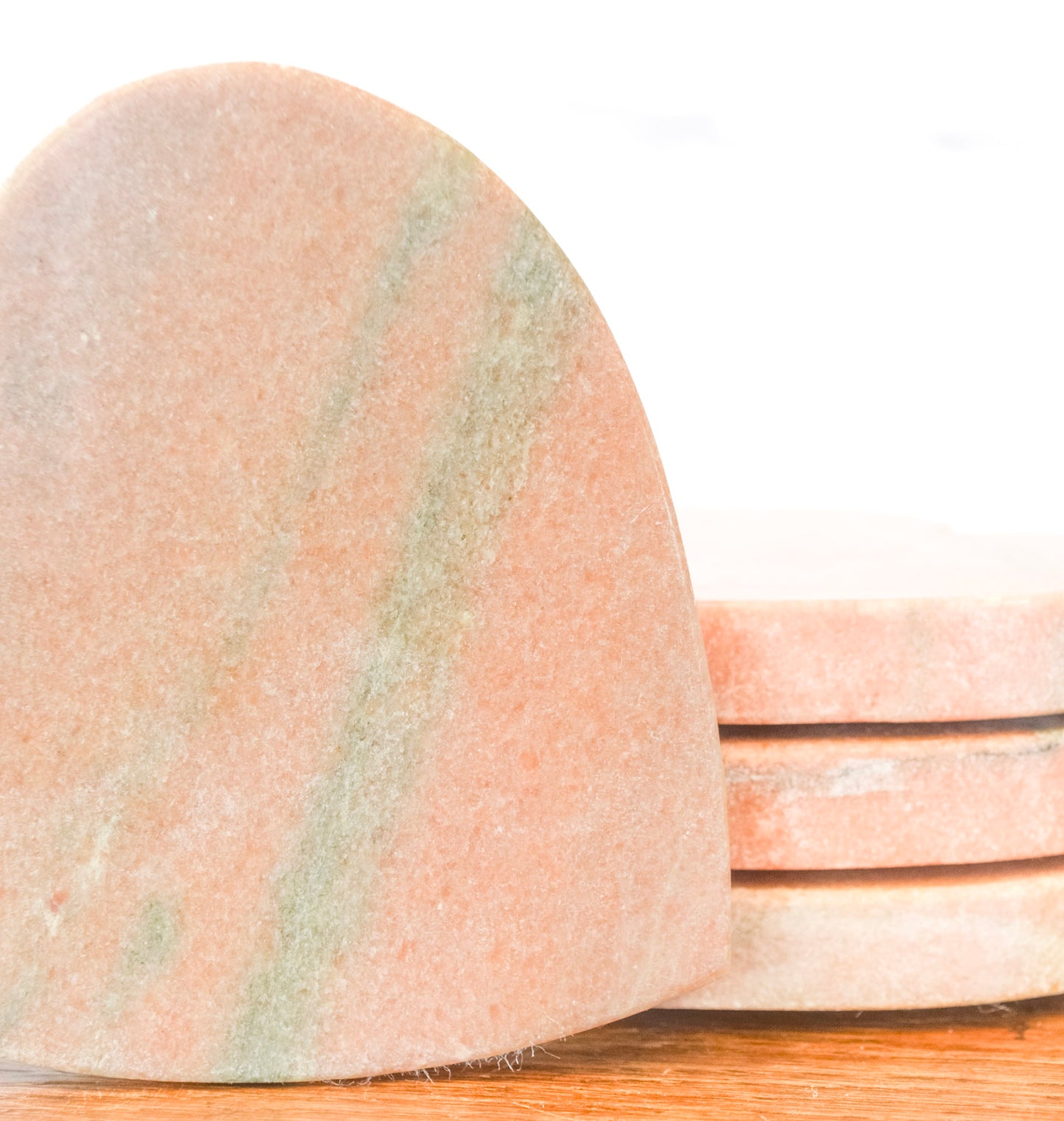 Set of 4 Pink Marble Heart Coasters