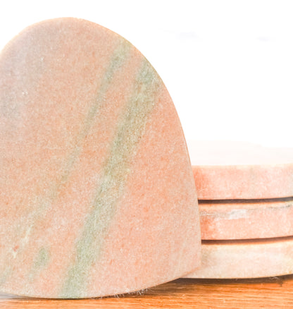 Set of 4 Pink Marble Heart Coasters