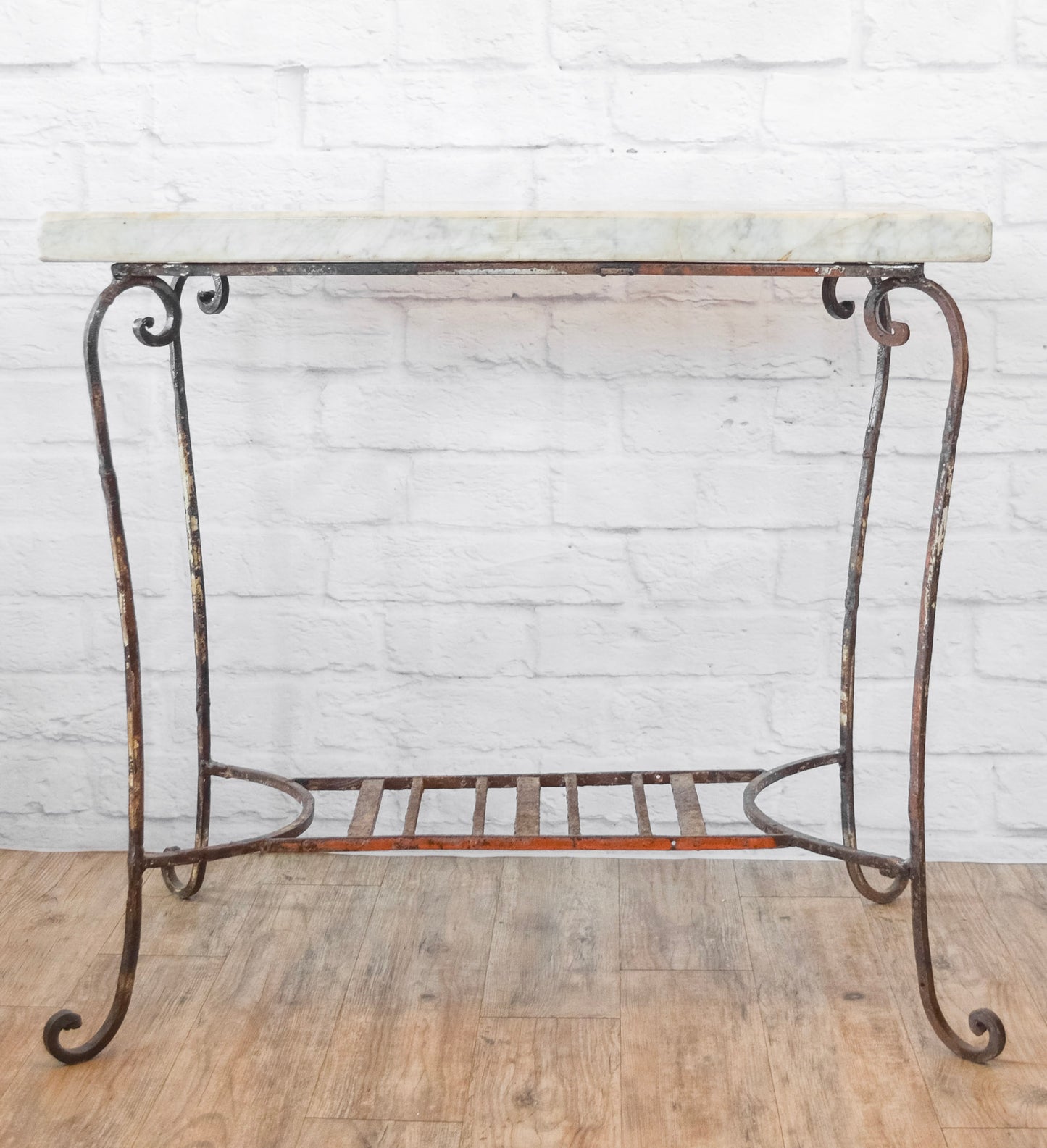 Marble Top Iron Base Patio Table