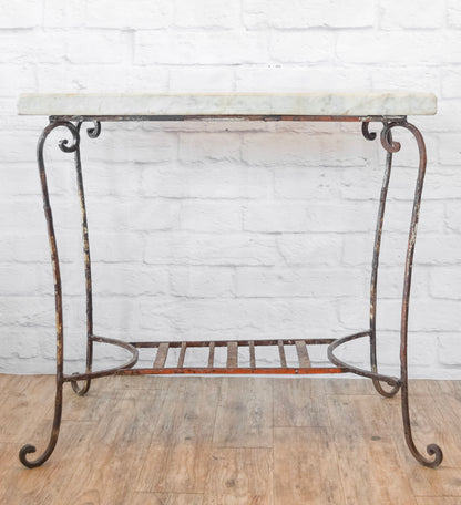 Marble Top Iron Base Patio Table