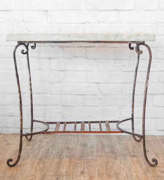 Marble Top Iron Base Patio Table