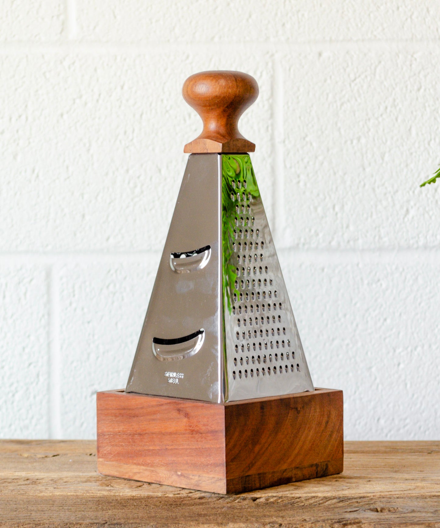 Obelisk Stainless Steel & Acacia Grater