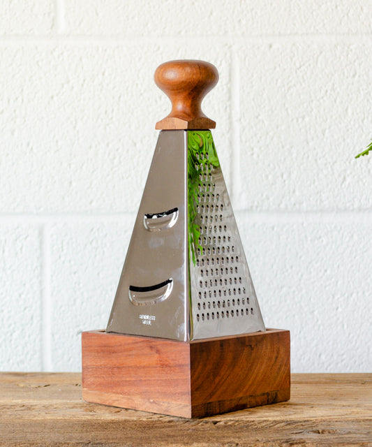 Obelisk Stainless Steel & Acacia Grater
