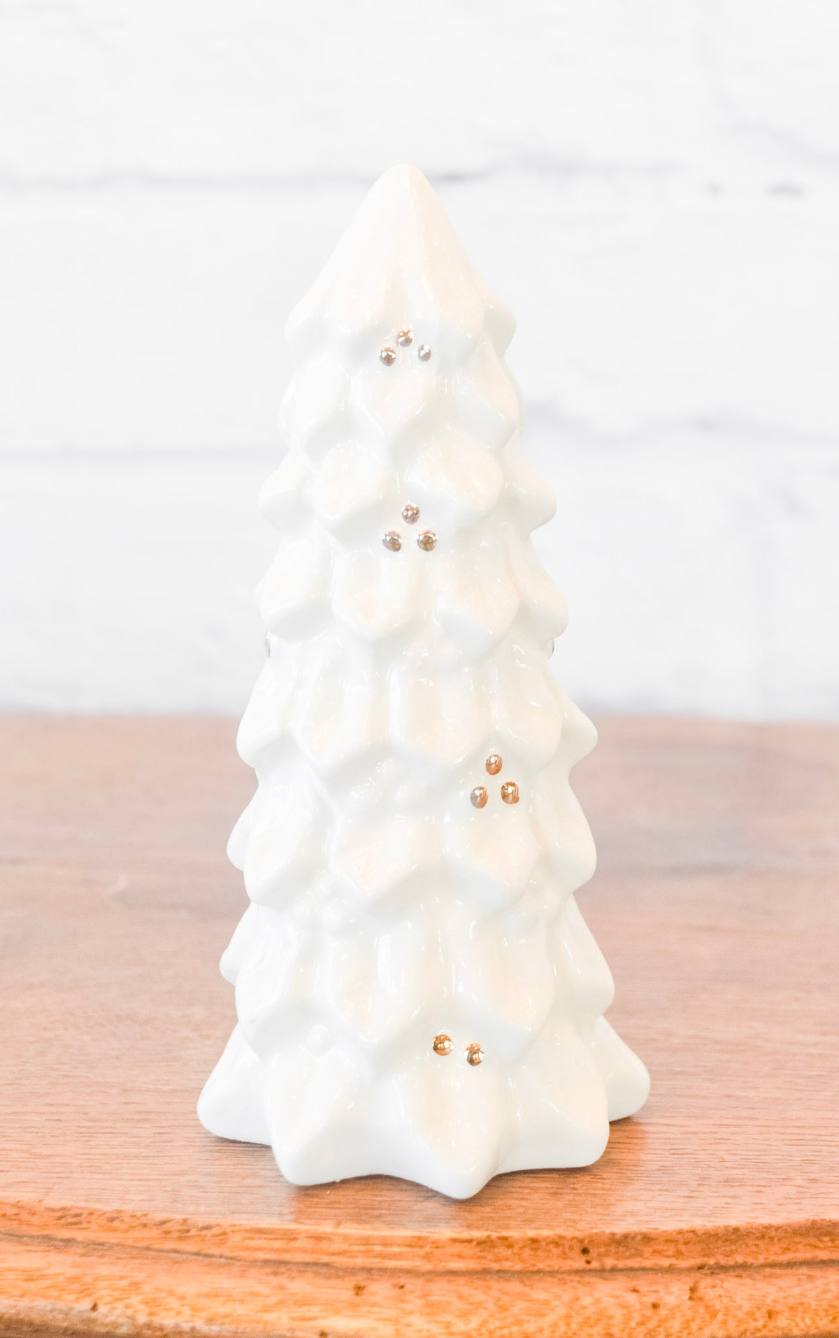 White & Gold Stoneware Christmas Tree