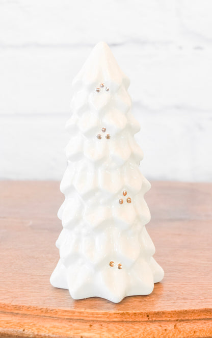 White & Gold Stoneware Christmas Tree