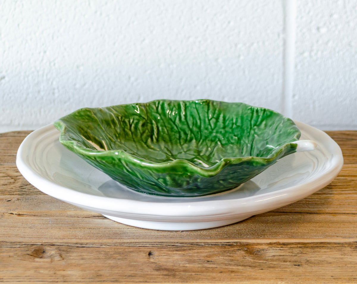 Funky Hand-Painted Stoneware Cabbage Bowl