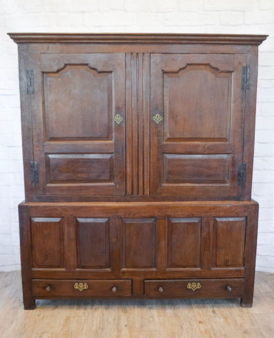 English Large Peg Constructed Oak Cupboard