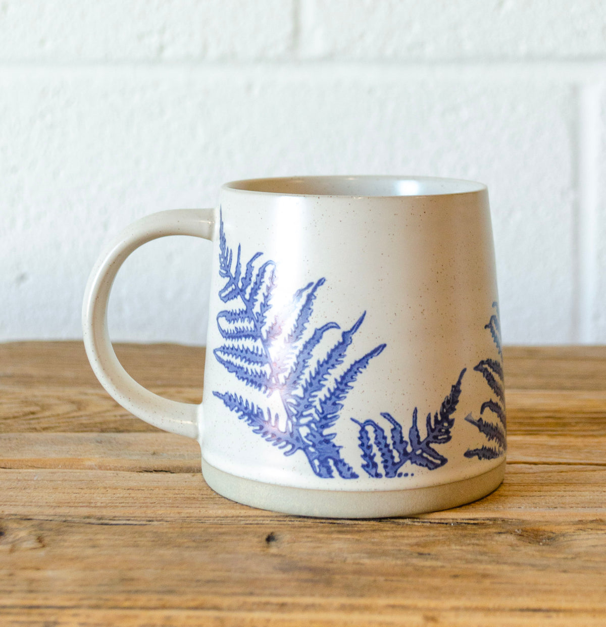 Blue Floral Stamped Stoneware Mug