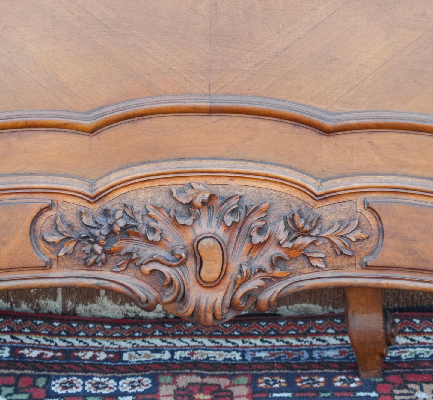 Louis XV Style Well Carved Flourish Crowned Bed