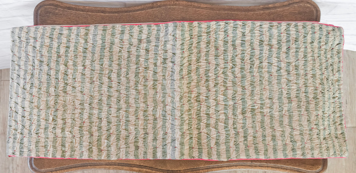 Smocked Beaded Table Runner