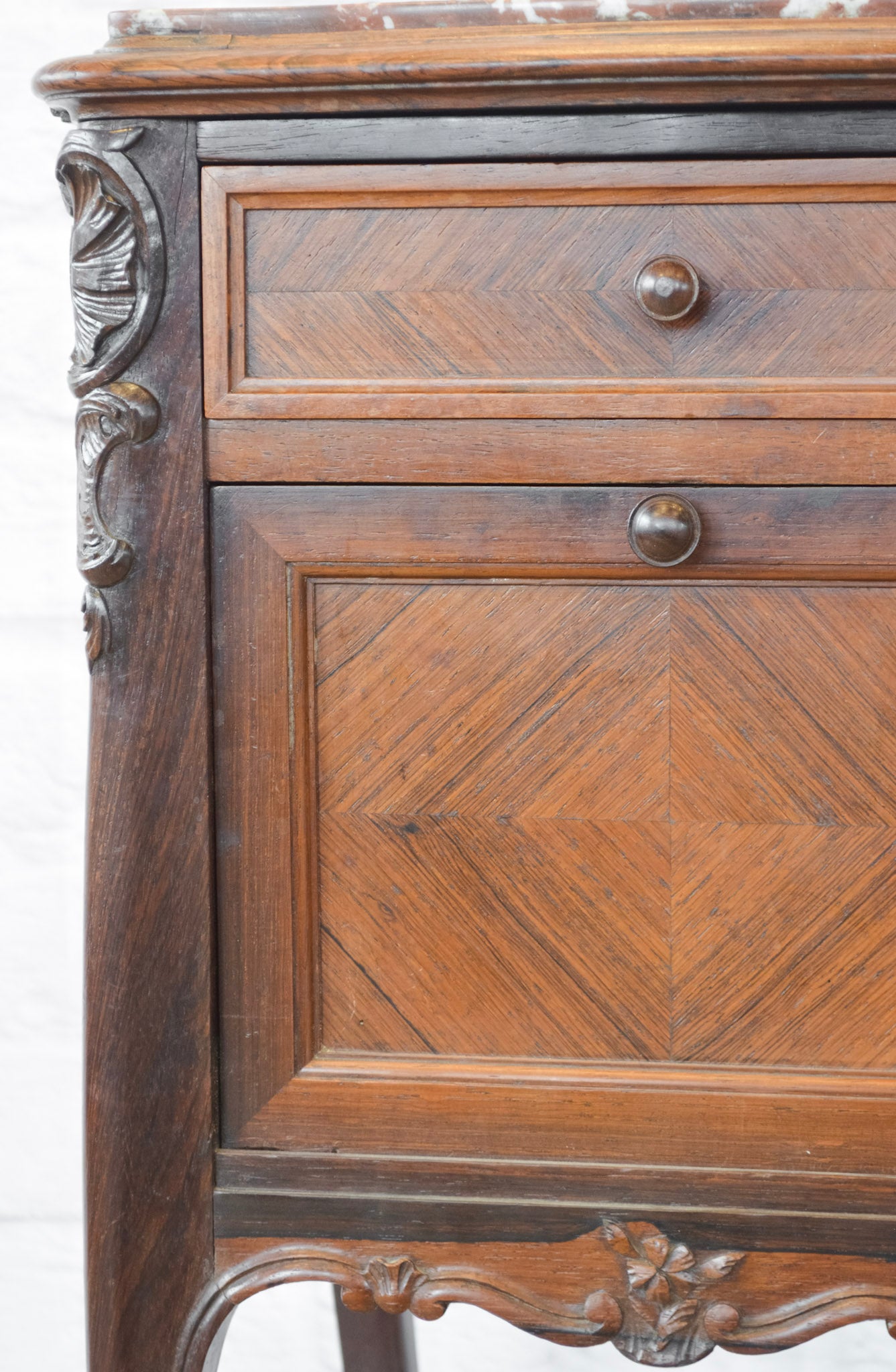 Louis XV Style Marble Top Rosewood Side Cabinet
