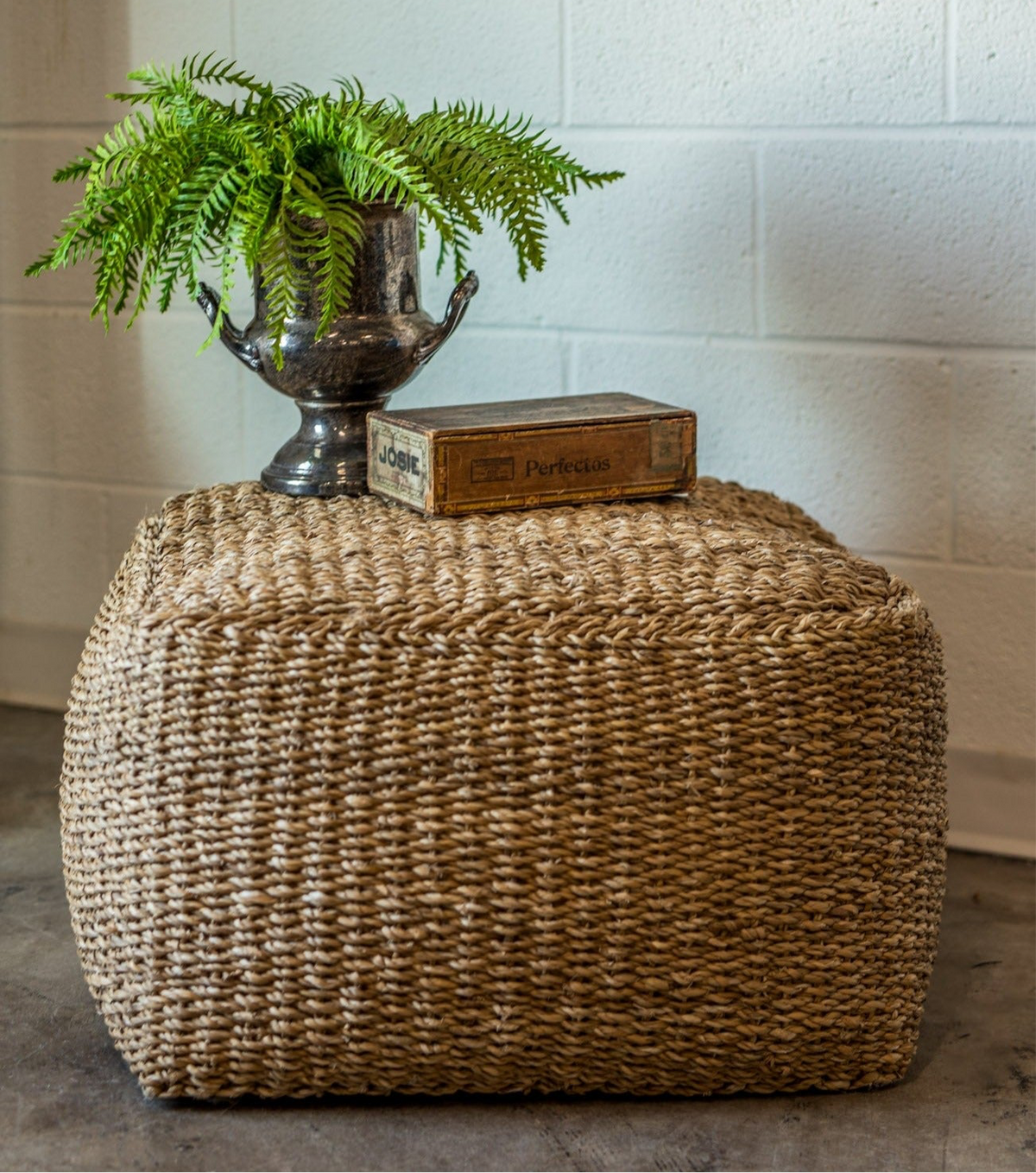 Square Seagrass Ottoman