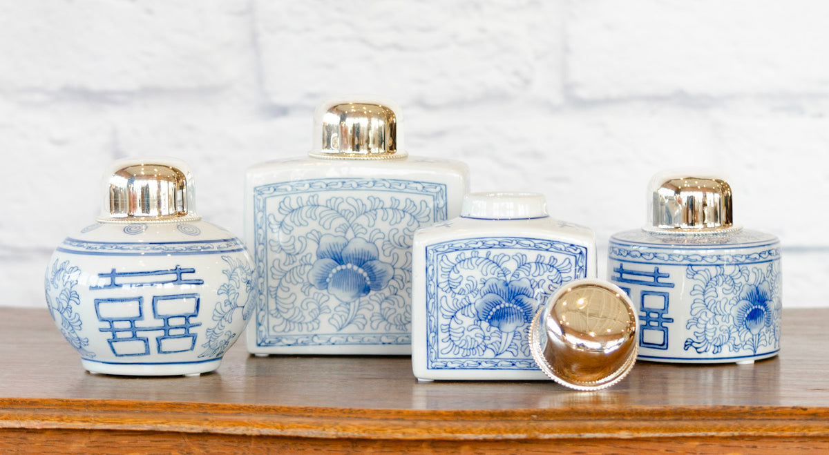 Empire Blue & White Lidded Jar