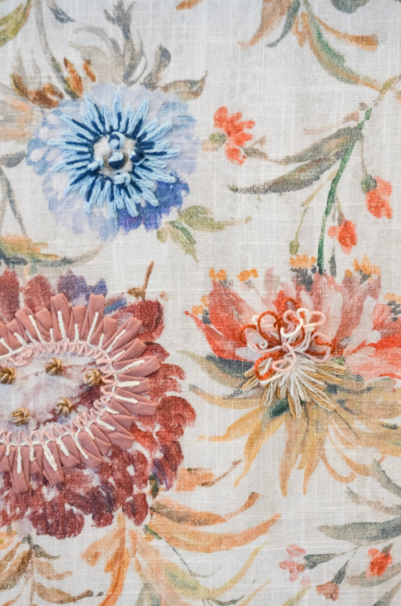 Linen Textured Floral Wall Art