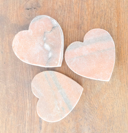 Set of 4 Pink Marble Heart Coasters