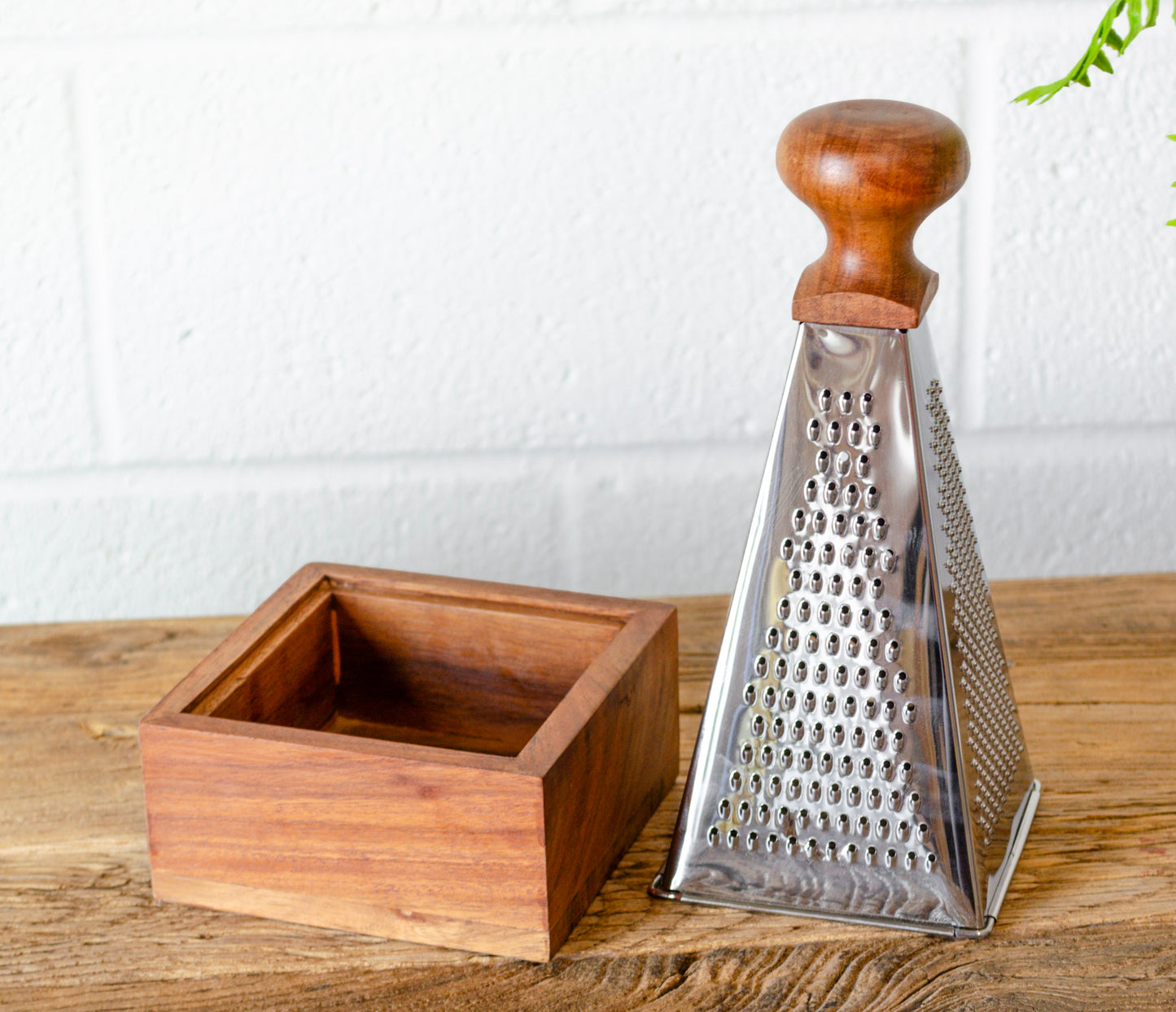 Obelisk Stainless Steel & Acacia Grater
