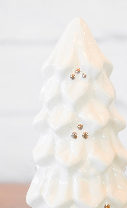 White & Gold Stoneware Christmas Tree