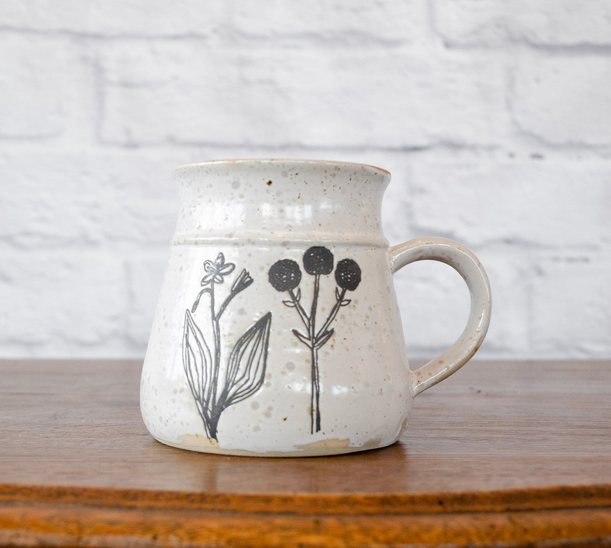 Neutral Debossed Floral Mug