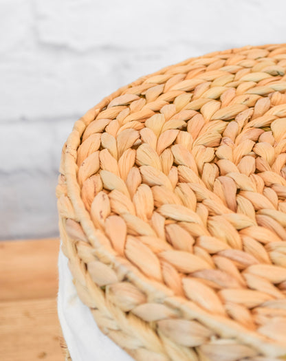 Round Cotton Lined Water Hyacinth Basket