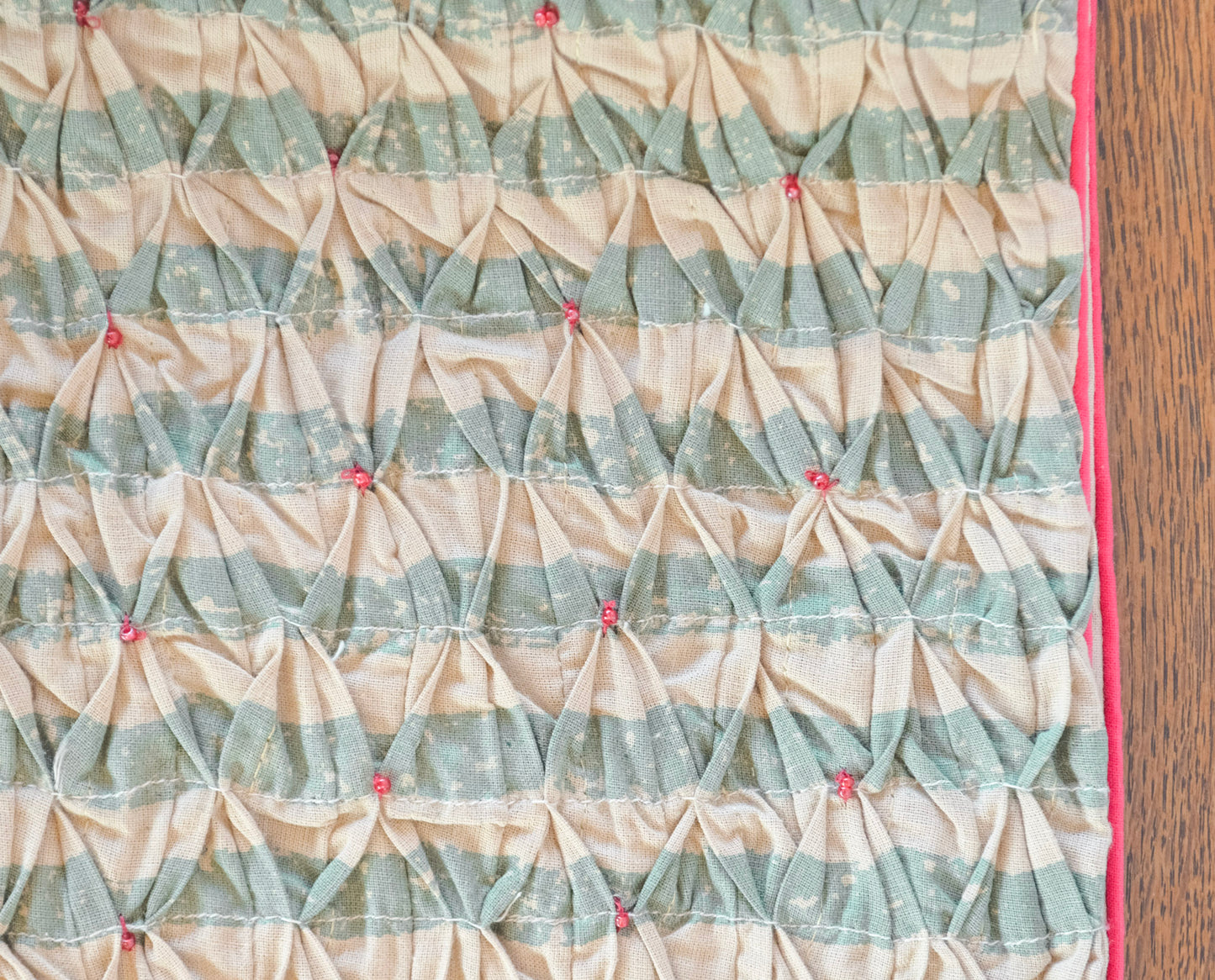 Smocked Beaded Table Runner