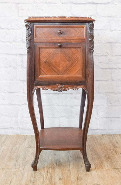 Louis XV Style Marble Top Rosewood Side Cabinet