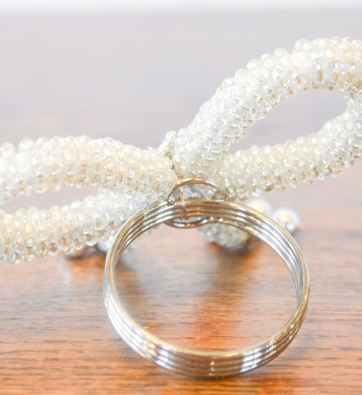 Beaded Metal Bow Napkin Rings