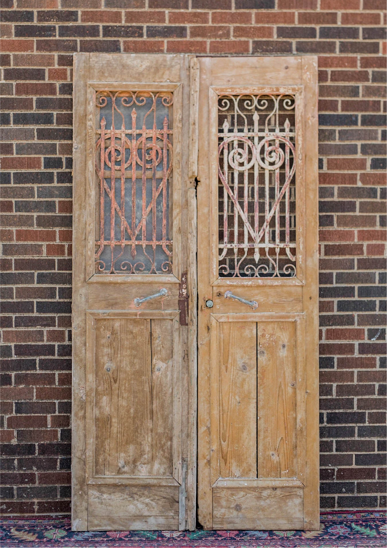 Avi - Primitive Iron Inset Egyptian Wooden Doors