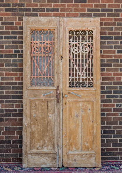 Avi - Primitive Iron Inset Egyptian Wooden Doors