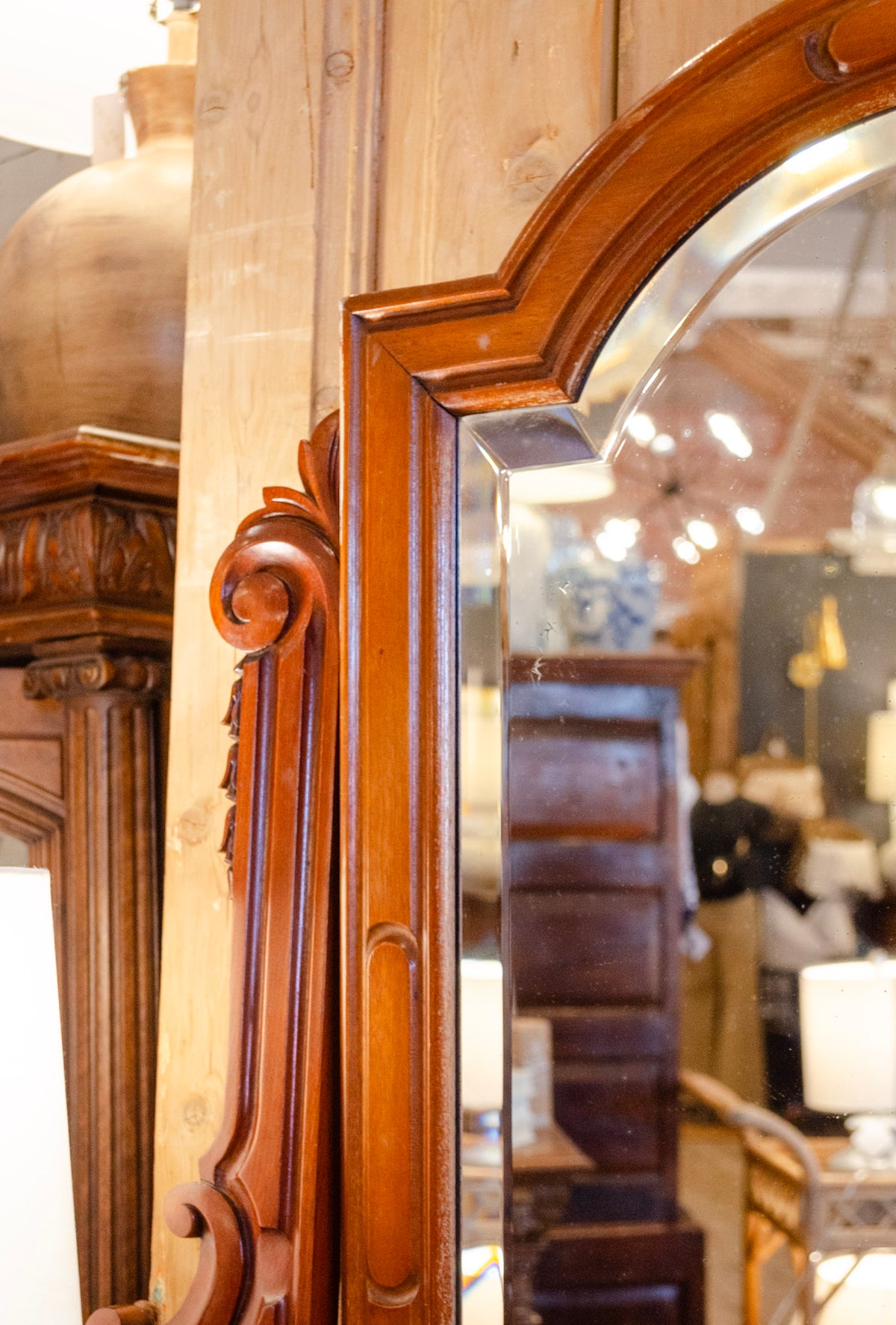 Marble Top Mirrored Mahogany Dressing Chest