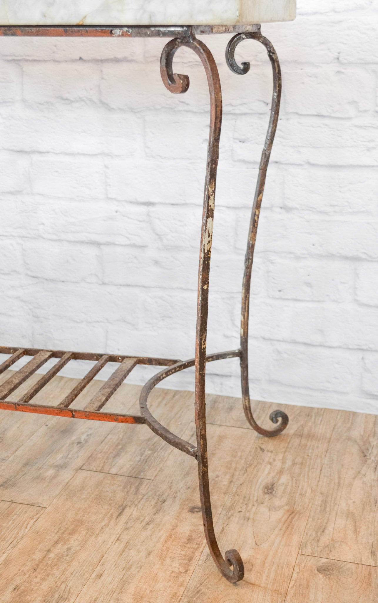 Marble Top Iron Base Patio Table