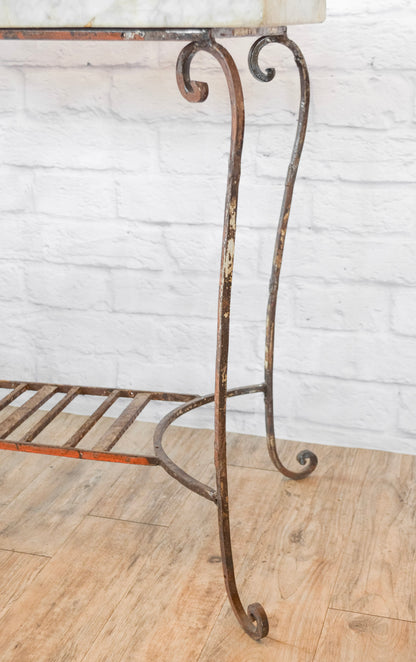 Marble Top Iron Base Patio Table