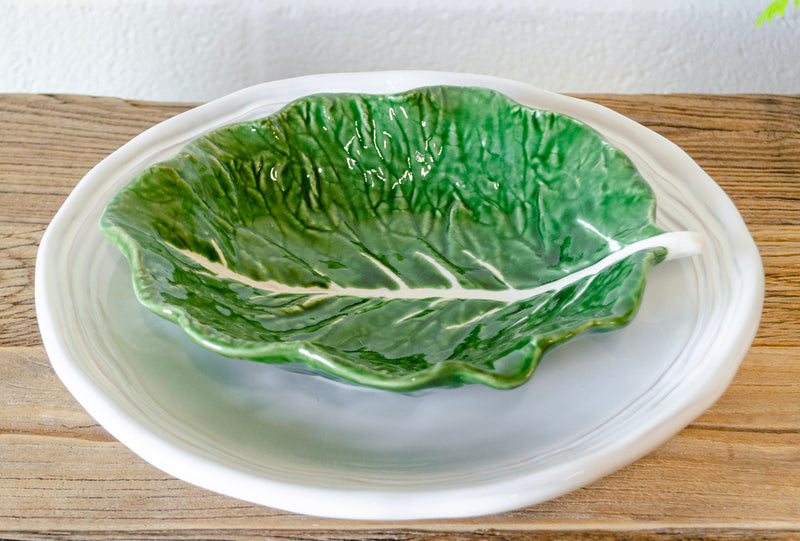 Funky Hand-Painted Stoneware Cabbage Bowl