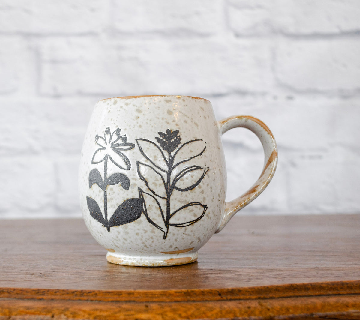 Neutral Debossed Floral Mug