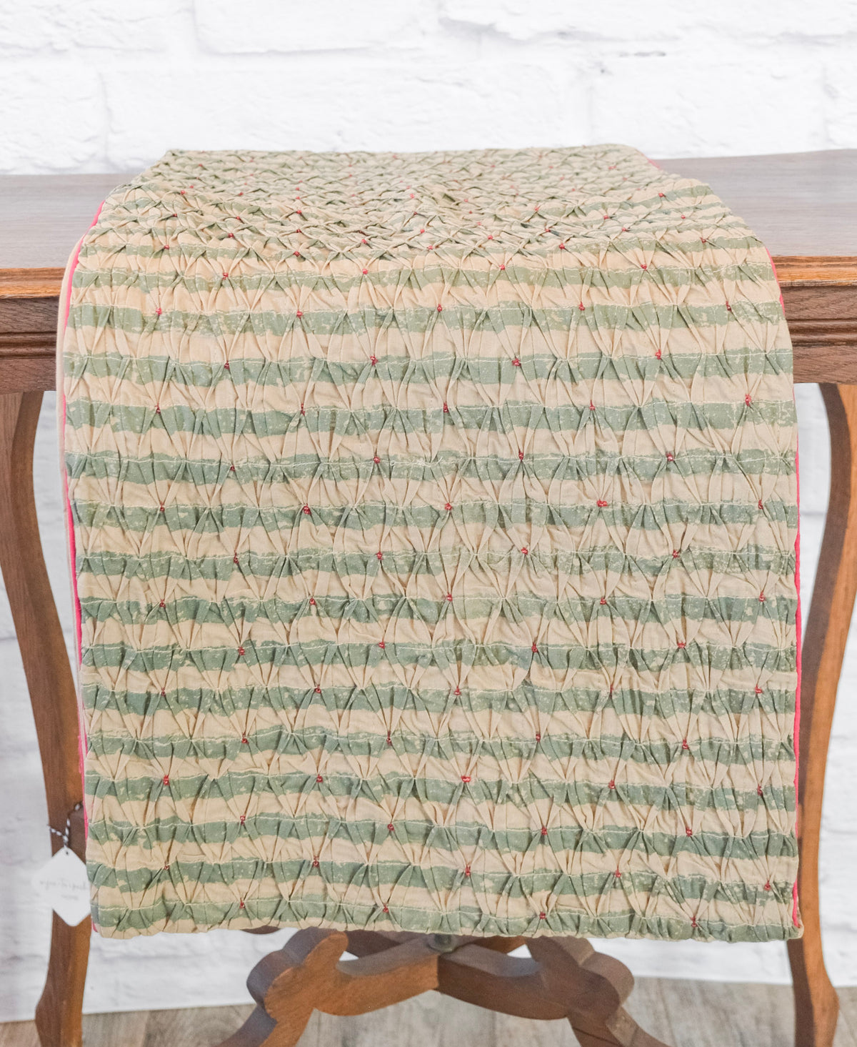Smocked Beaded Table Runner