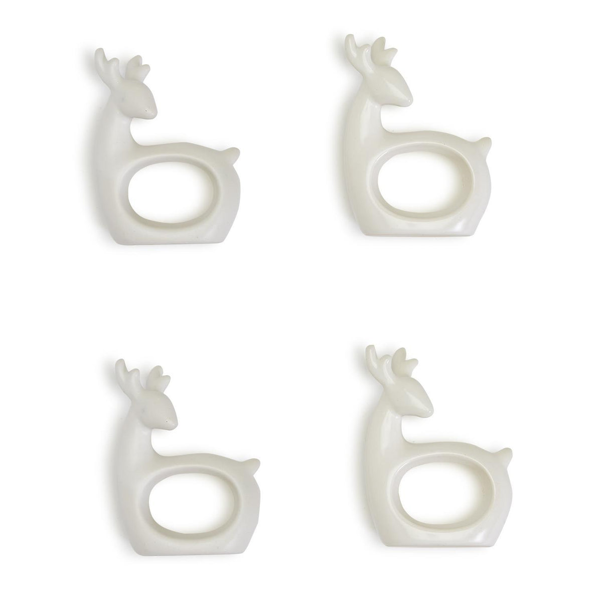 Set of 4 White Reindeer Napkin Rings