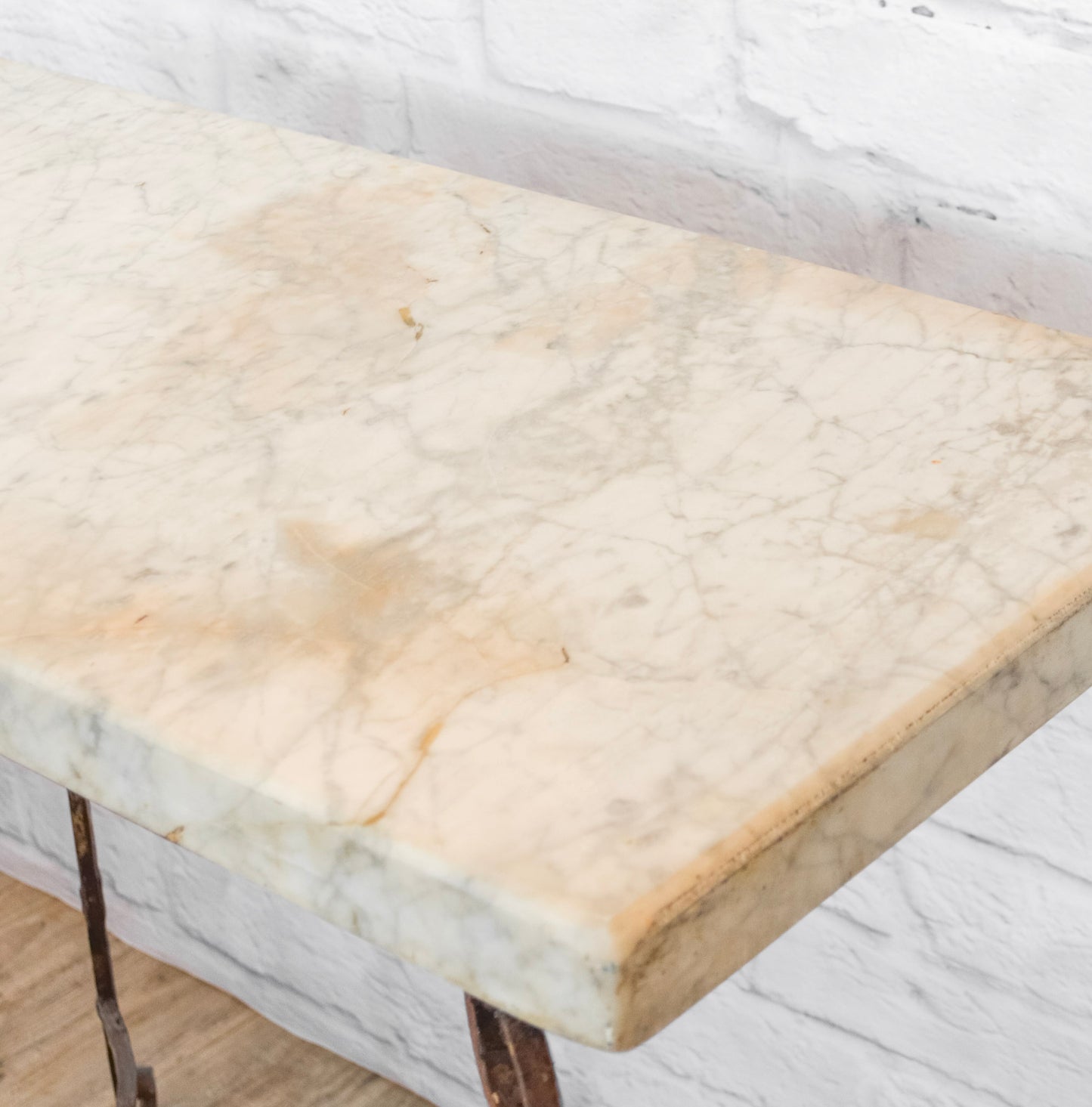 Marble Top Iron Base Patio Table