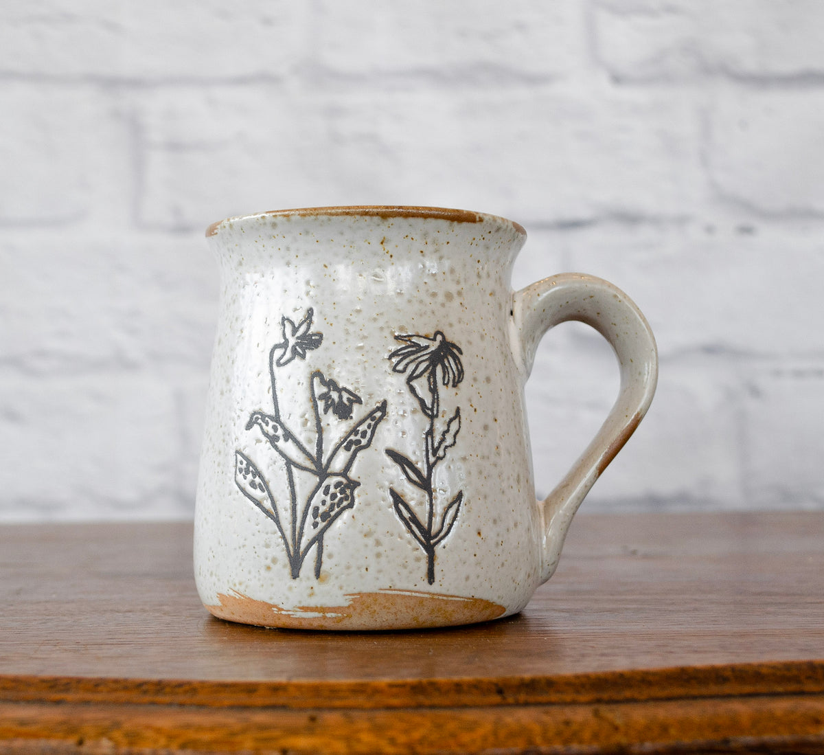 Neutral Debossed Floral Mug