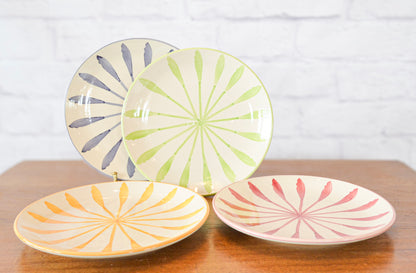 Set of Hand-Painted Stoneware Plates